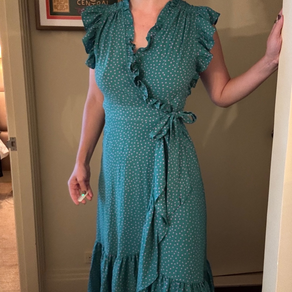 Kate Spade Green Polka Dot Wrap Dress